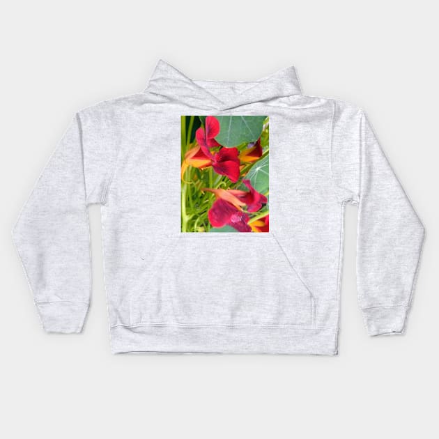 Red Nasturtium Kids Hoodie by Hajarsdeco